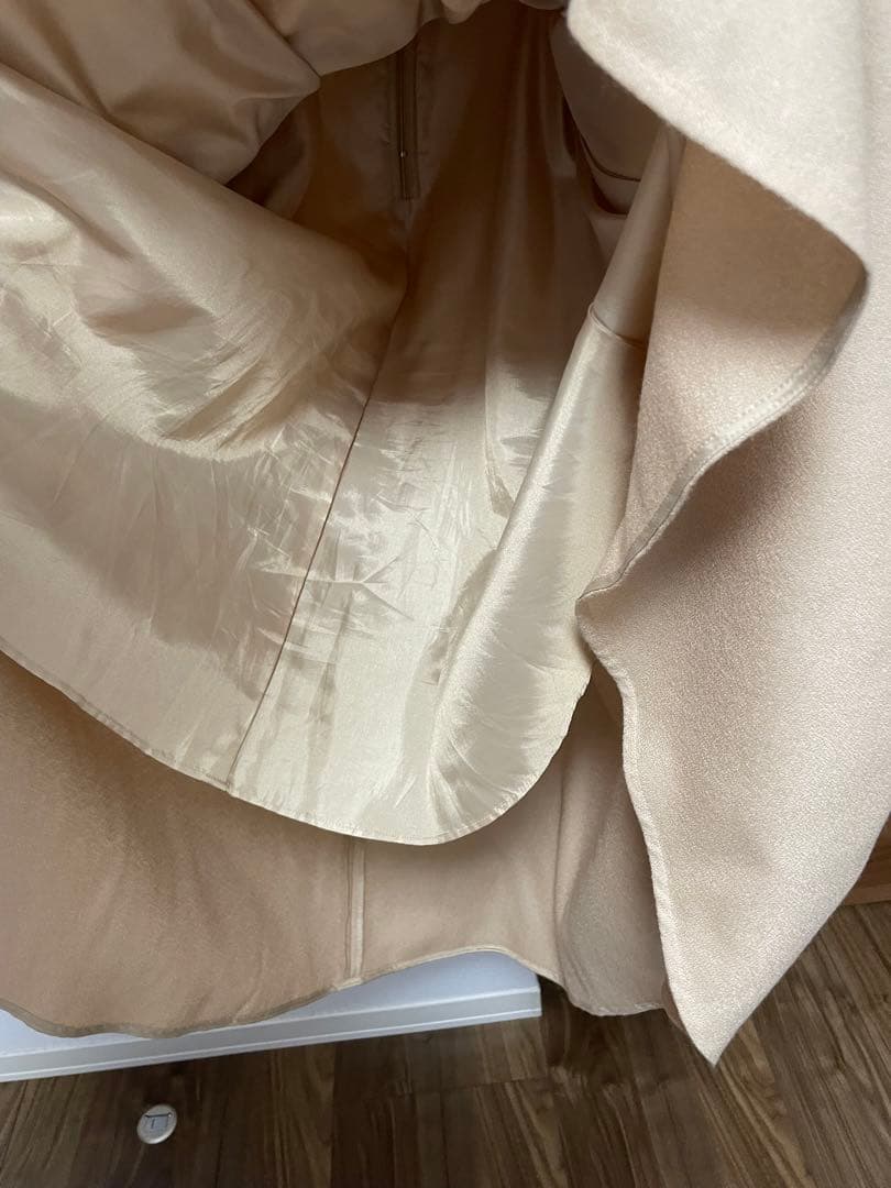 梳毛調ポリエステルスラッシュネックワンピース　2 ベージュ