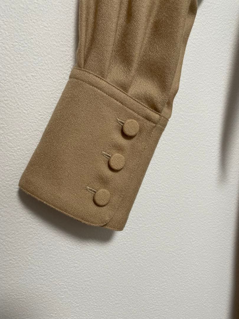 梳毛調ポリエステルスラッシュネックワンピース　2 ベージュ