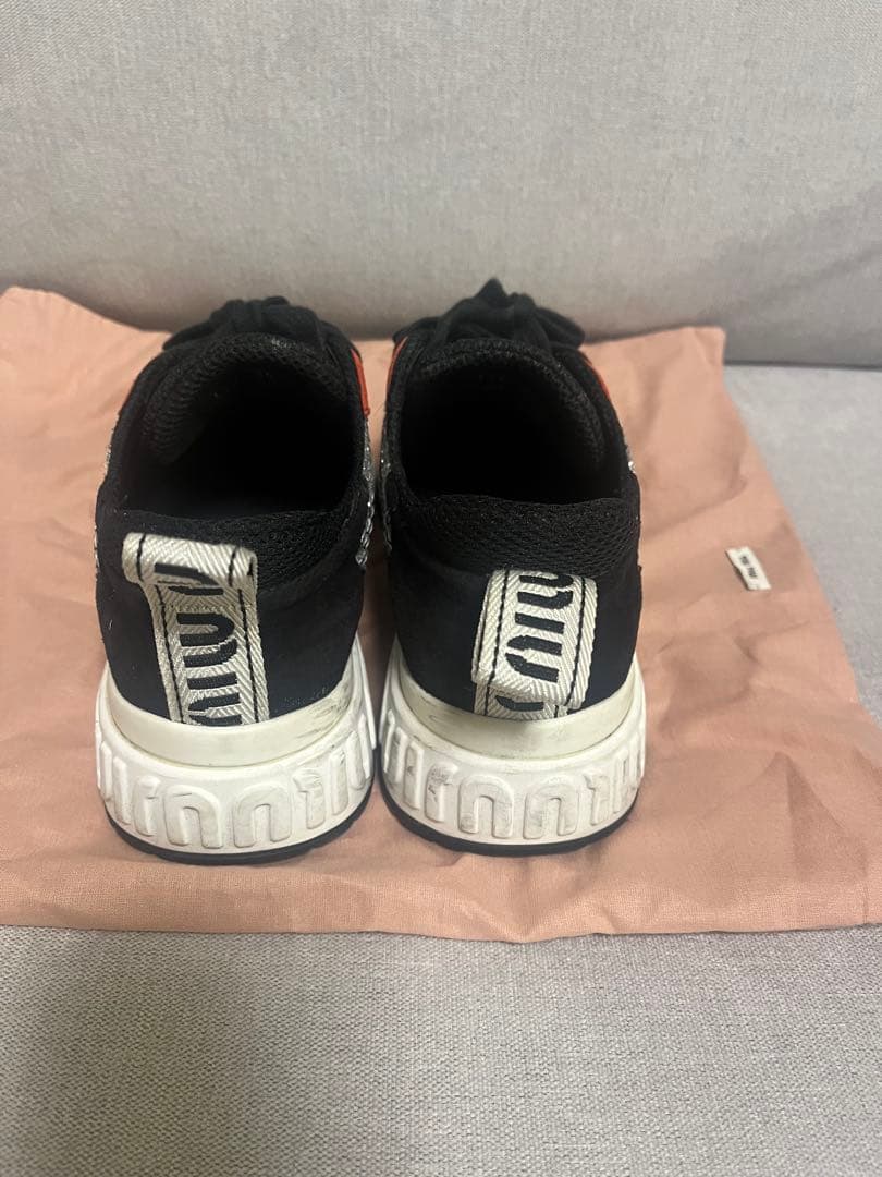 miu miu メッシュスニーカー ホワイト/ブラック/レッド　38ハーフ