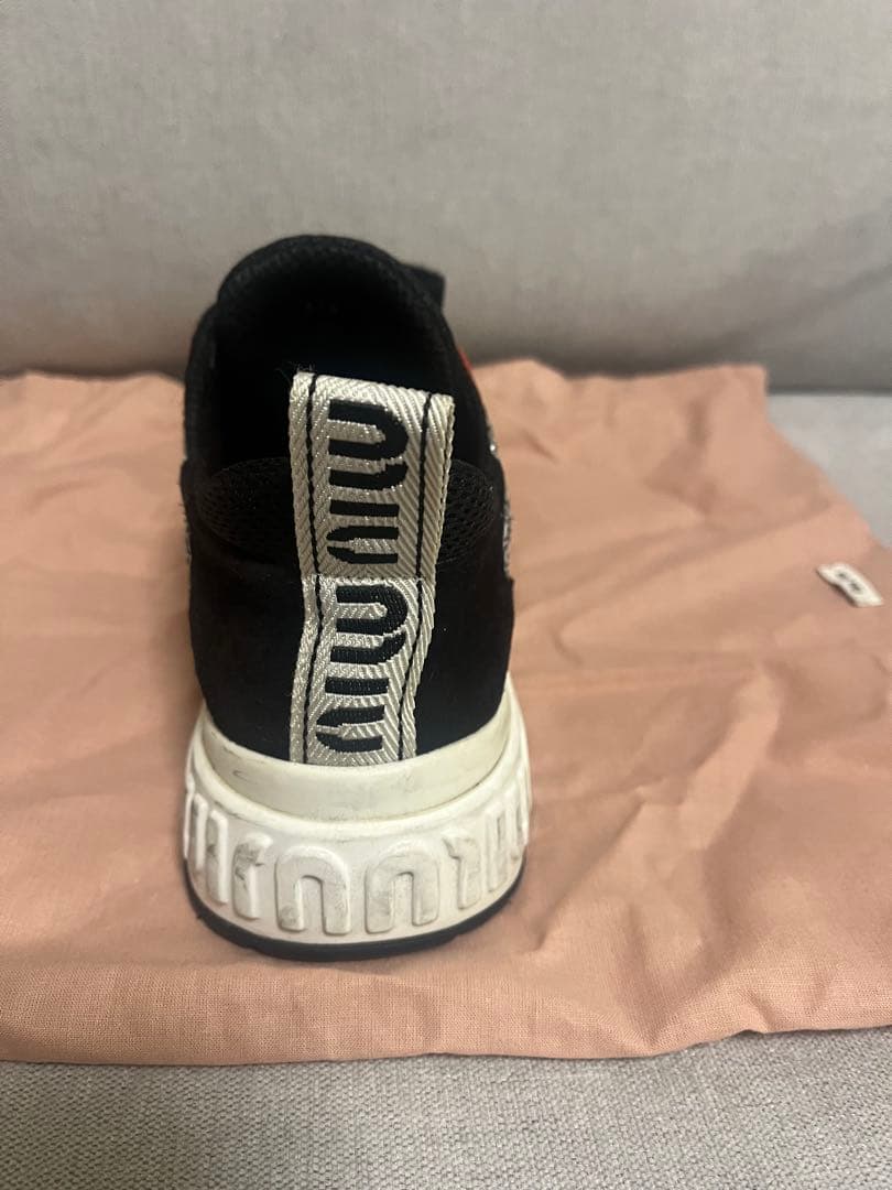 miu miu メッシュスニーカー ホワイト/ブラック/レッド　38ハーフ