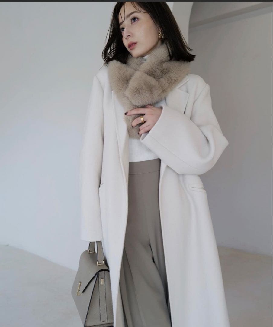 anuans アニュアンス リバーロングチェスターコート エクリュ