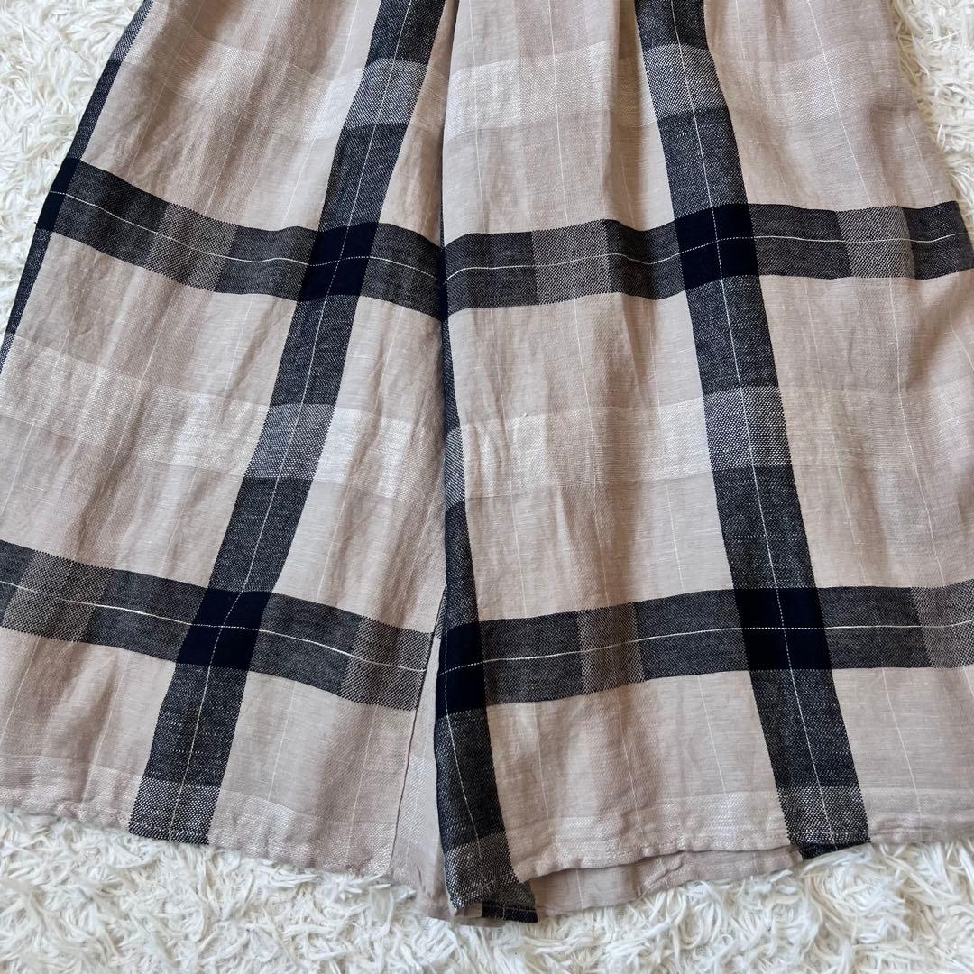 タグ付き BEARDSLEY ビアズリー リネン チェック パンツ