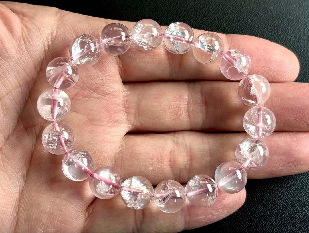 究極品質　虹煌めく愛の守護石　幻のプレミアムアイリスローズクォーツのブレス