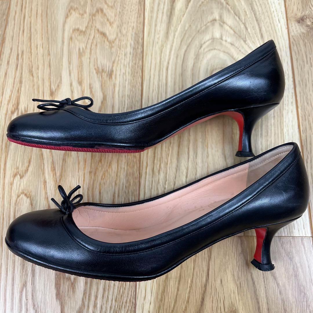 クリスチャンルブタン マルシアヴァラ レザー リボン付 パンプス 35.5 黒