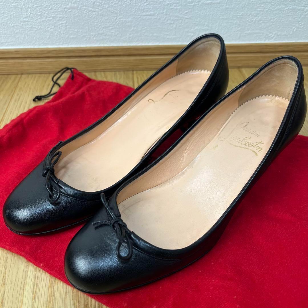クリスチャンルブタン マルシアヴァラ レザー リボン付 パンプス 35.5 黒
