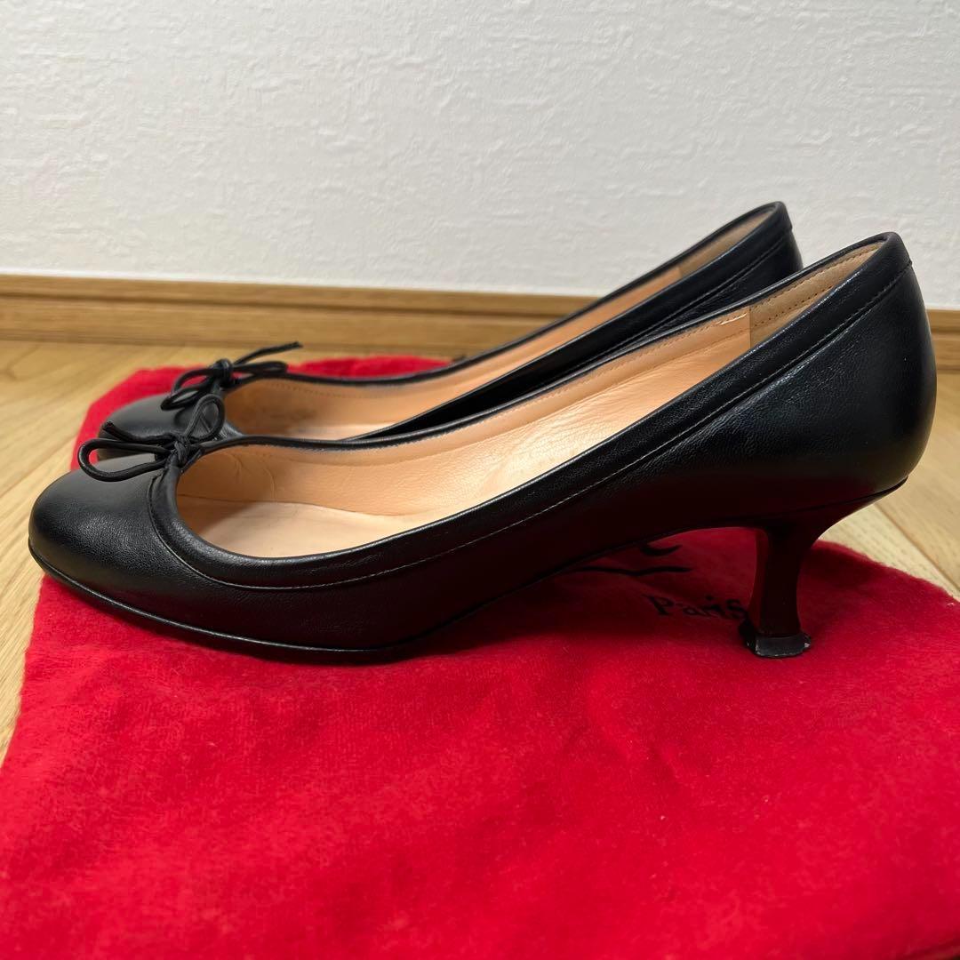 クリスチャンルブタン マルシアヴァラ レザー リボン付 パンプス 35.5 黒