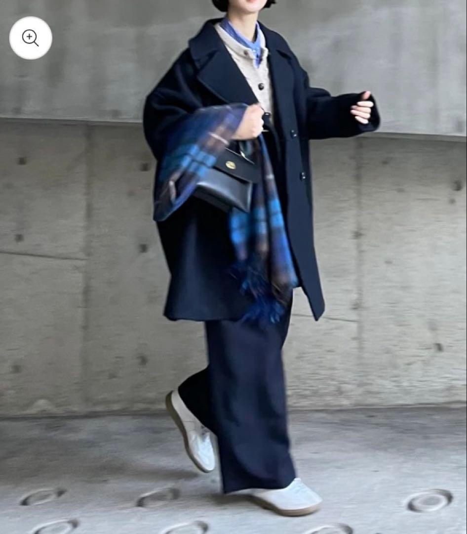 Jubilee Fabric カシミヤ 大判ストール 青チェック柄　a list