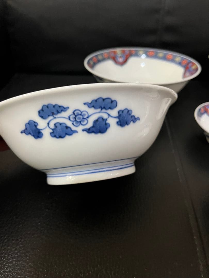 naochan十二代 酒井田柿右衛門 染錦渕地紋 猪口付き 向附8個セット