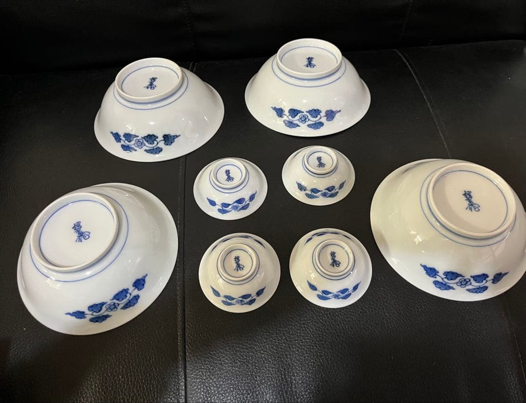 naochan十二代 酒井田柿右衛門 染錦渕地紋 猪口付き 向附8個セット