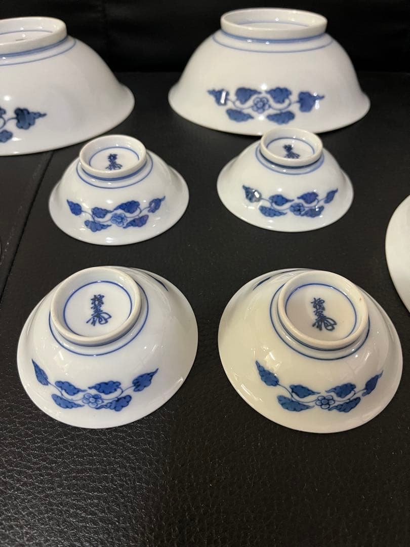 naochan十二代 酒井田柿右衛門 染錦渕地紋 猪口付き 向附8個セット