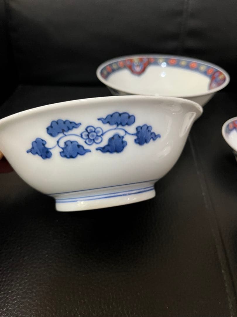 naochan十二代 酒井田柿右衛門 染錦渕地紋 猪口付き 向附8個セット