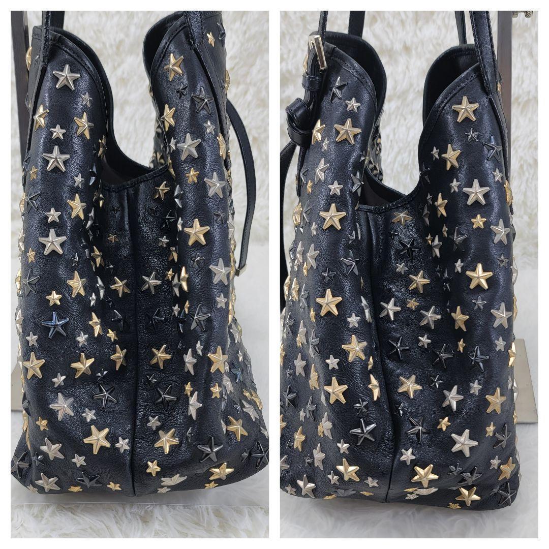JIMMY CHOO ブラックレザー トートバッグ　大容量　星形装飾