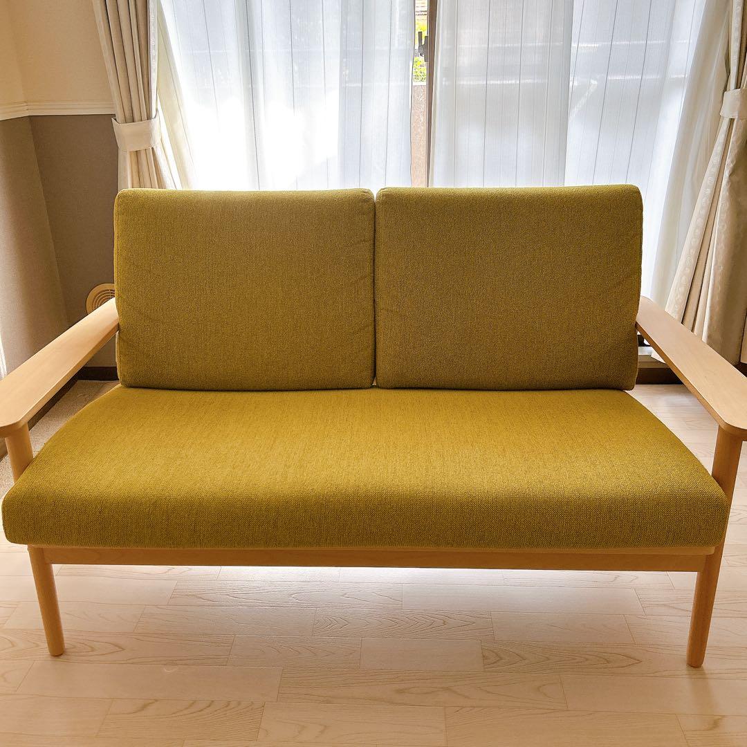 【正規品証明書付き】カリモク2人掛ソファ138㎝ WD4302ミモザピュアビーチ