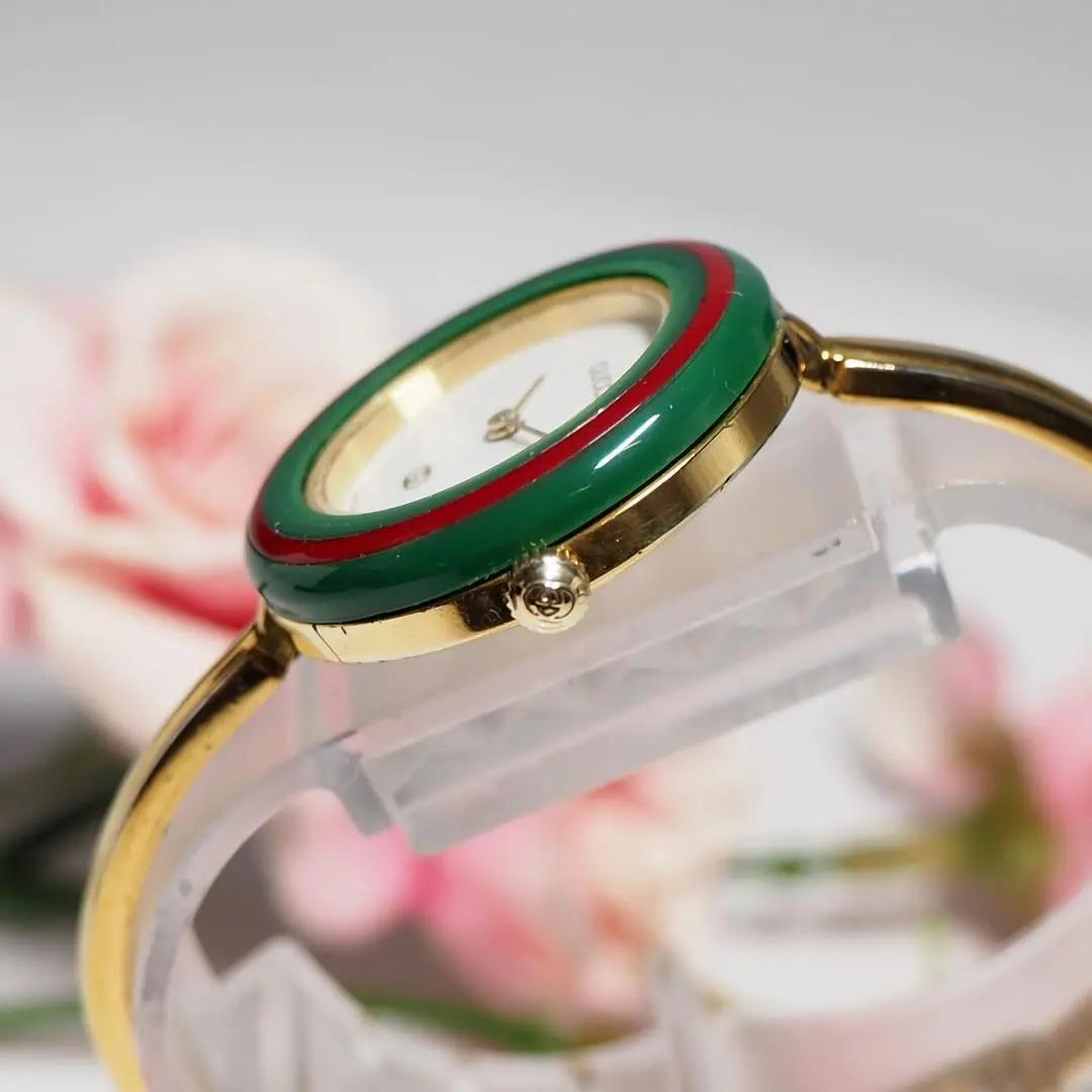 美品 グッチ GUCCI チェンジベゼル バングルウォッチ 腕時計 F601