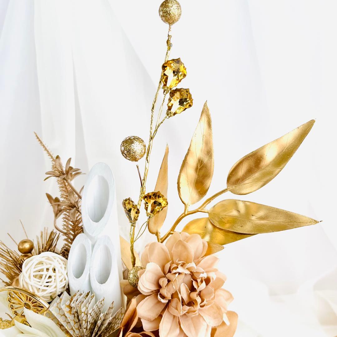 お正月飾り 門松 白 ゴールド モダン門松 ハンドメイド 大 216