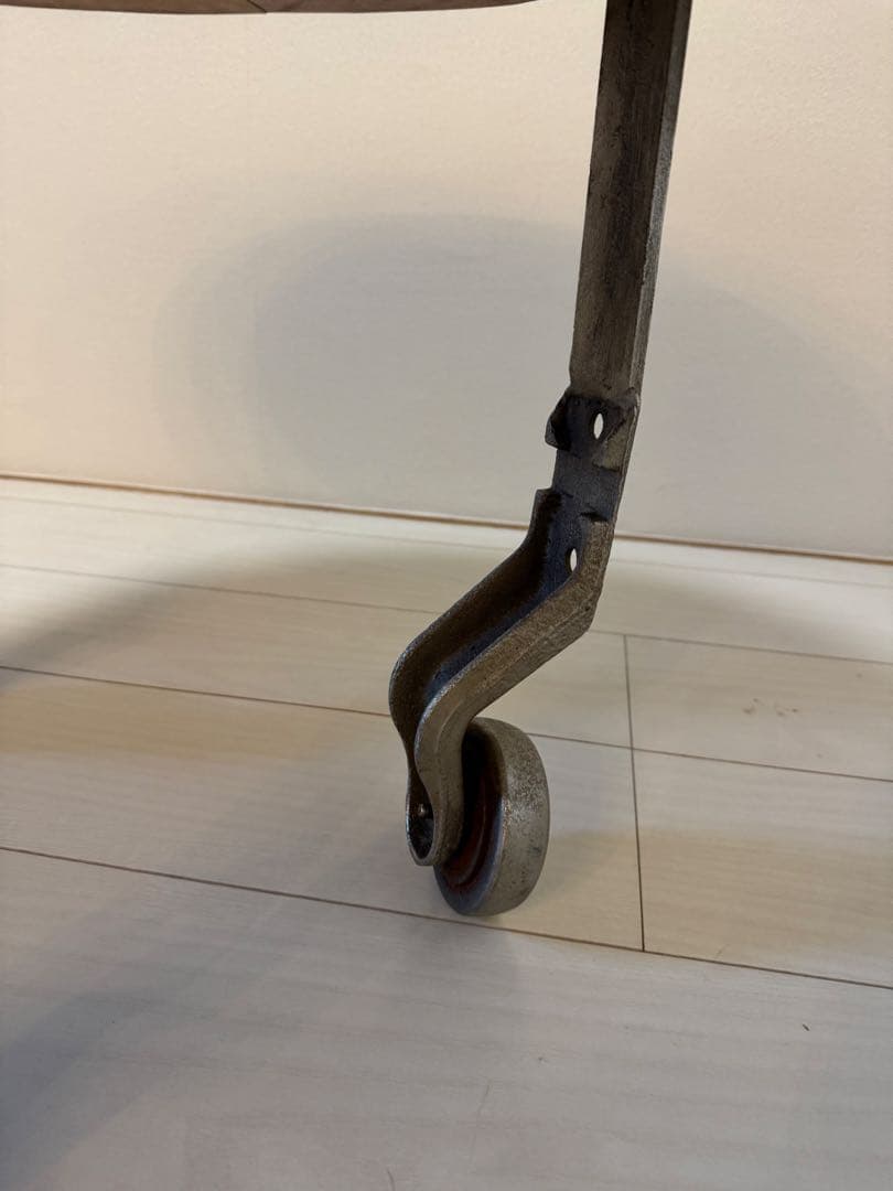 journal standard◆ 木製パッチワーク円卓 金属キャスター付き