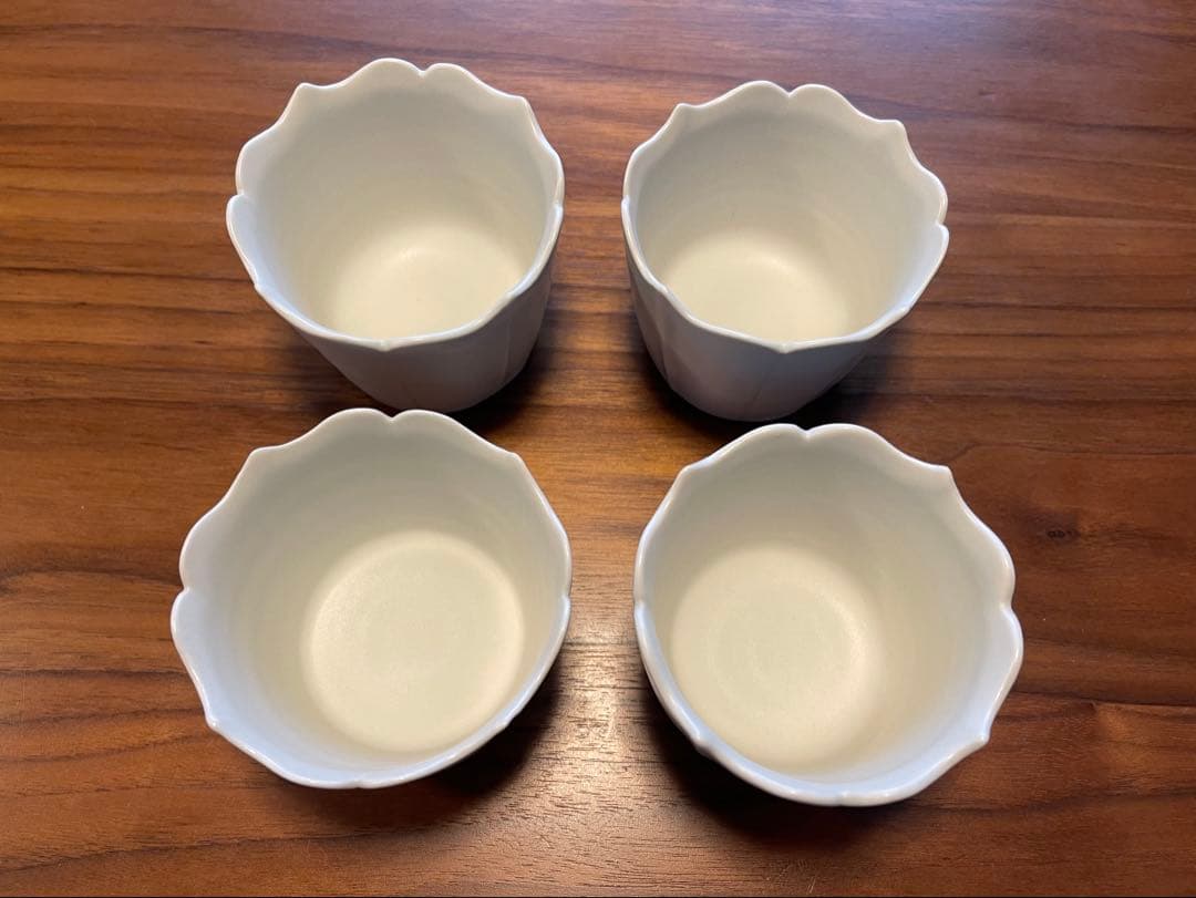 臼杵焼 稜花蕎麦猪口 白 White 4個セット