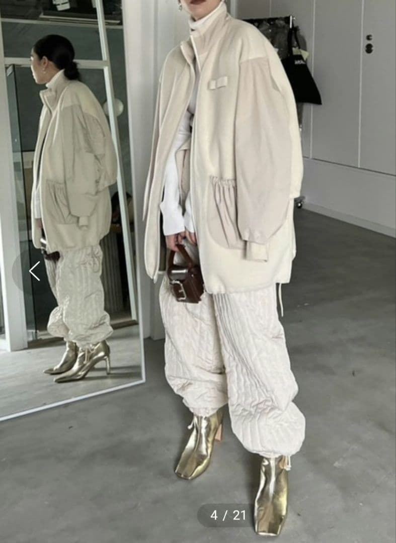 AMERI フリースジャケット　アイボリー