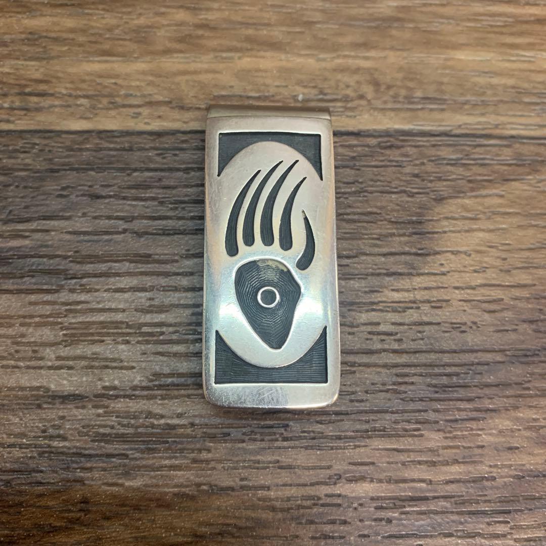 中古 ホピ族 ベアパウ シルバー マネークリップ インディアンジュエリー