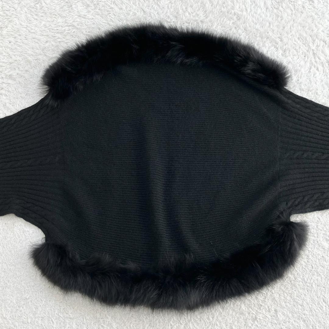 カシミヤ100％✨極美品✨レリアン ポンチョ フォックスファー ニット ブラック