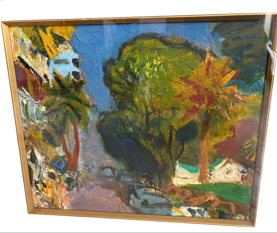 田辺　三重松　パステル画　箱館郊外　絵画　ハワイの街