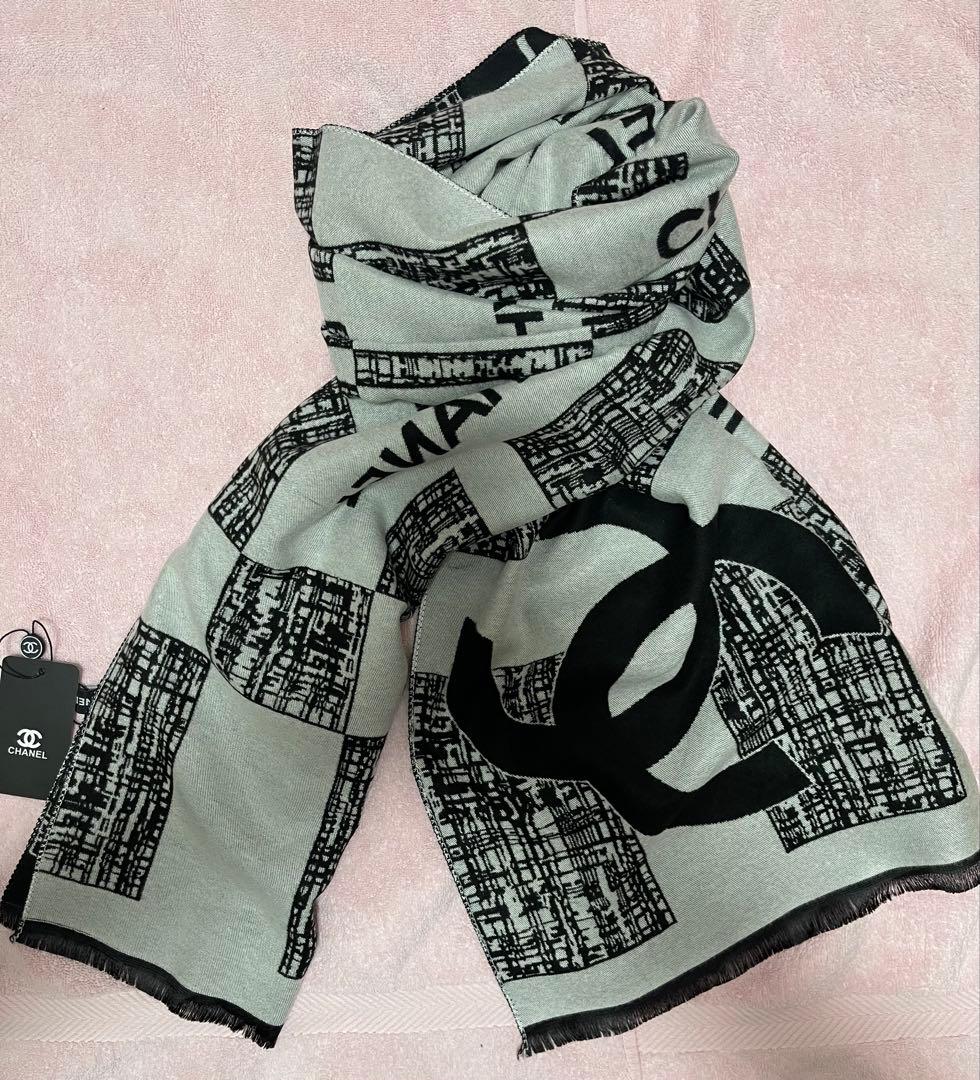 未使用 ビッグCCマーク CHANEL ノベルティ マフラー ブラック ストール