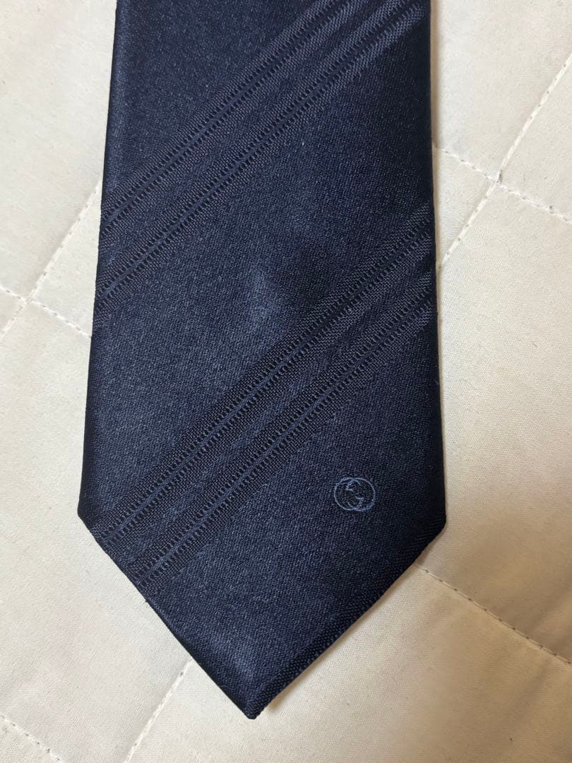 定価23,950円GUCCI ダークネイビー ストライプ ネクタイ