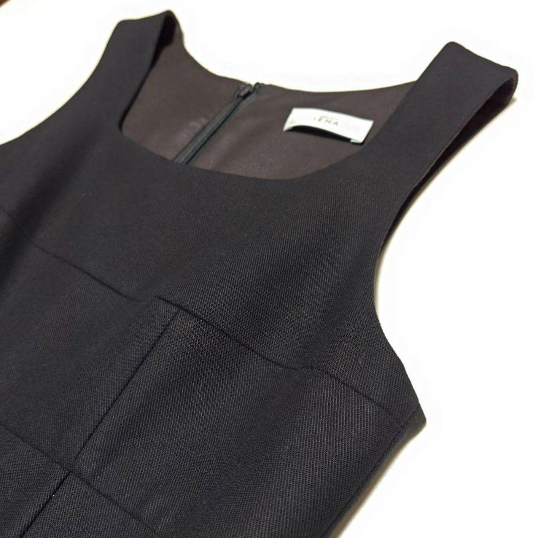 23SS IENA maisonコンパクトツイルサロペット 36 黒 レディース