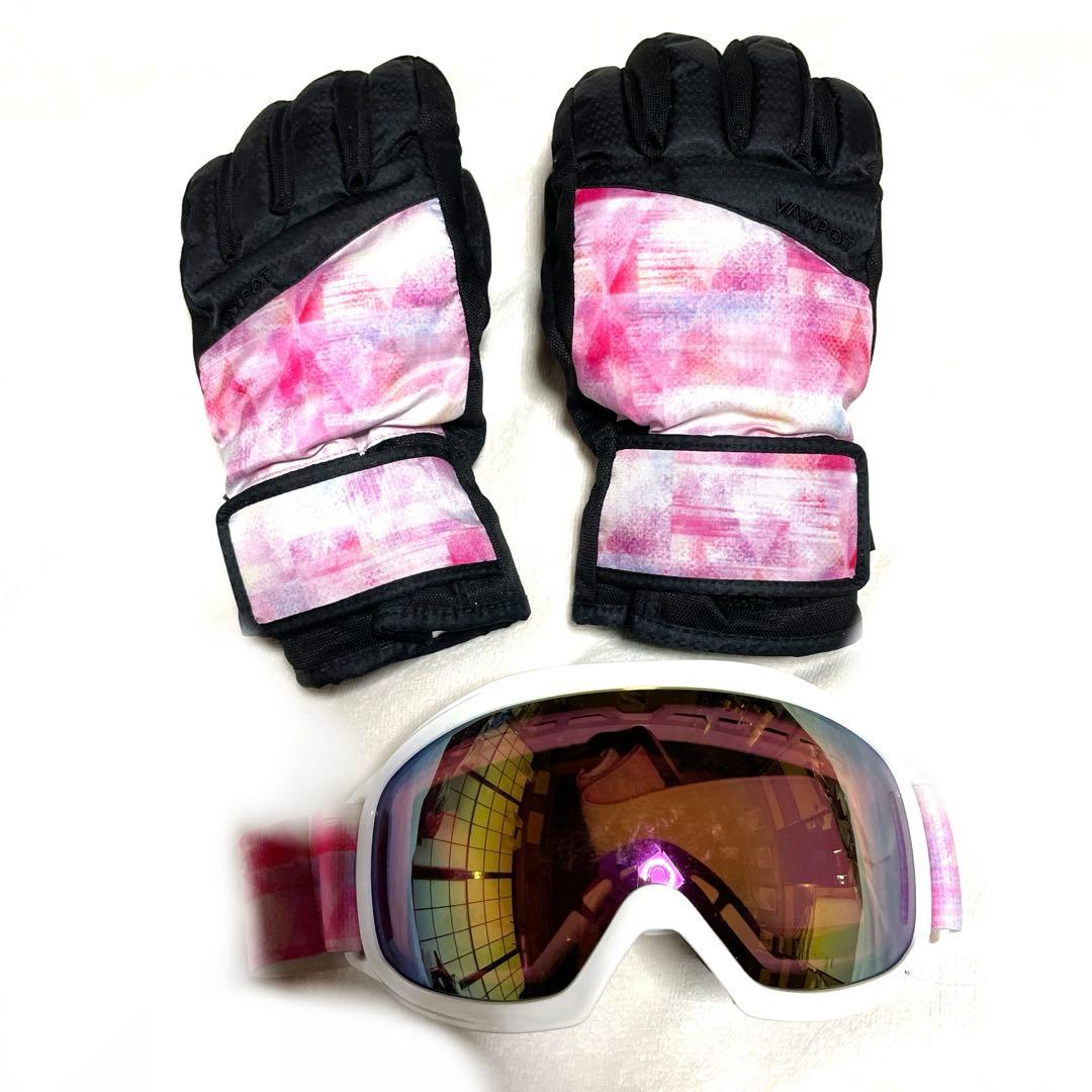 スキーウェアスノーボードウェアセット女性用付属品○ゴーグル手袋サポーターMサイズ