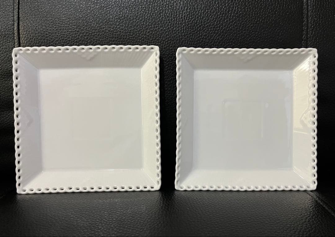 ロイヤルコペンハーゲン ホワイトフルーテッド フルレース ディッシュ スクエア