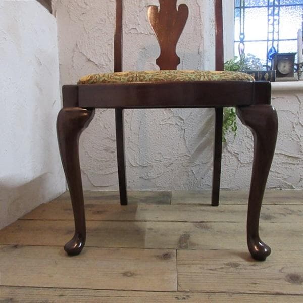 イギリス アンティーク 家具 クイーンアンチェア 猫脚 椅子 英国 4041e