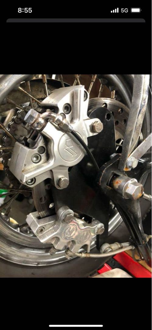 ハーレーショベル ワンオフリアダブルキャリパーサポートチョッパー