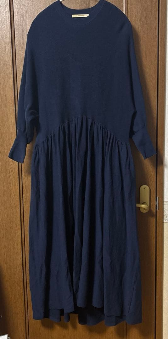 Curensology〈カレンソロジー〉　ウールギャザーワンピース　ネイビー