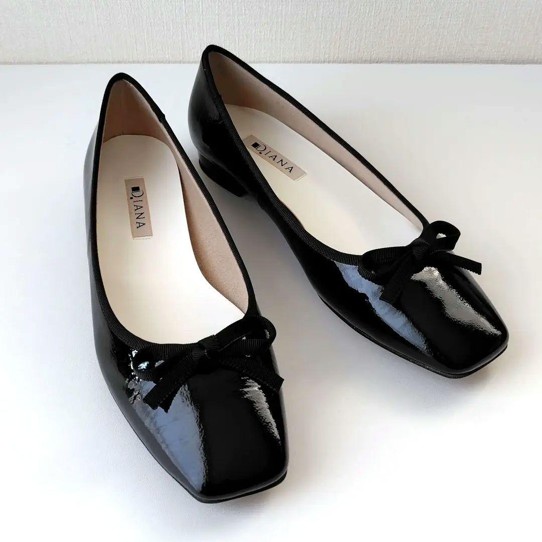 【三奈】未使用級✨️ダイアナ　バレエシューズ　エナメル　リボン　24cm
