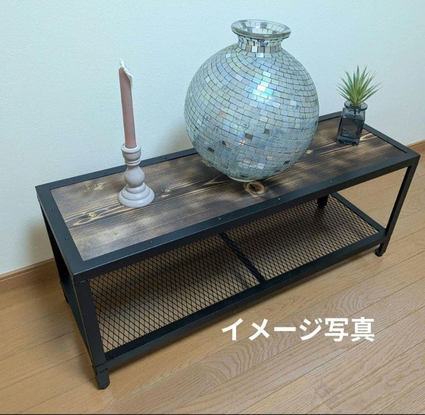 (秋のセール中)アイアンシェルフ、シューズラック、インダストリアル、幅90センチ