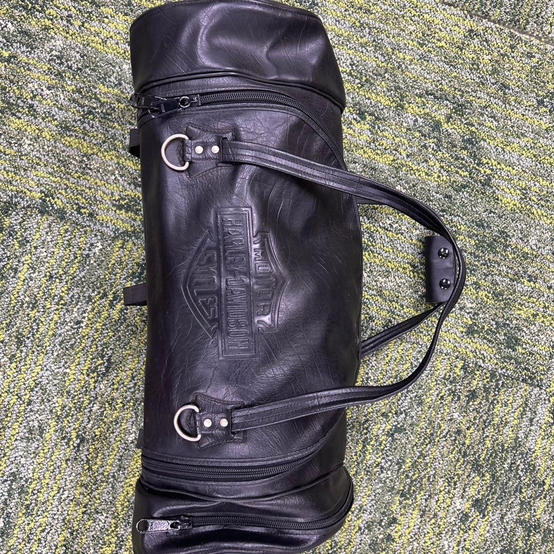 や*ー様 Harley-Davidson 黒 レザー ドラムバッグ