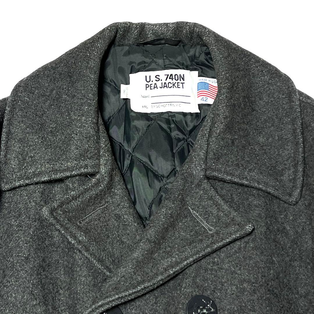 schott USA製 740N Pコート ダークグレー 42 メルトンコート