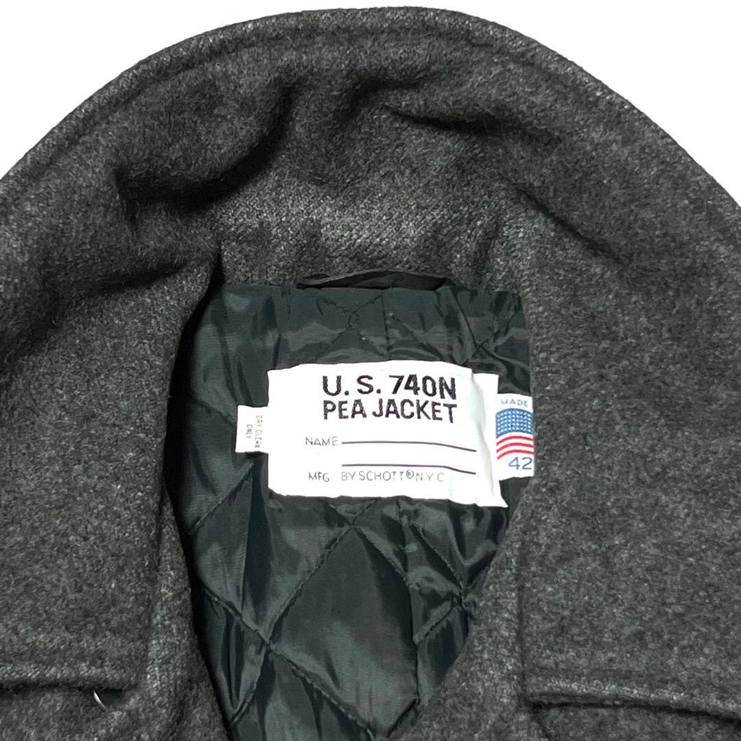 schott USA製 740N Pコート ダークグレー 42 メルトンコート