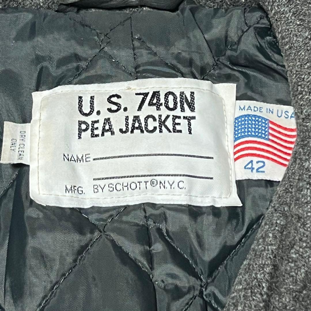 schott USA製 740N Pコート ダークグレー 42 メルトンコート