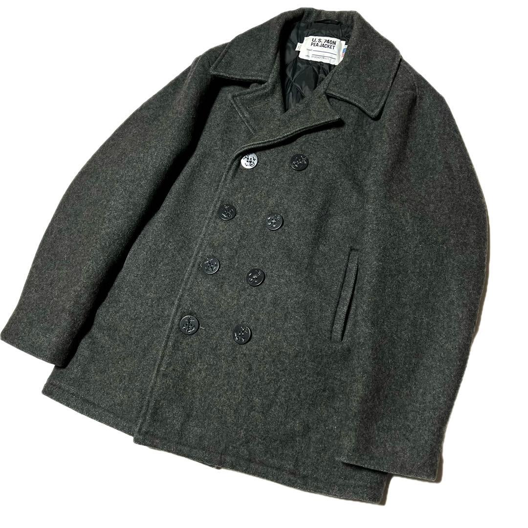 schott USA製 740N Pコート ダークグレー 42 メルトンコート