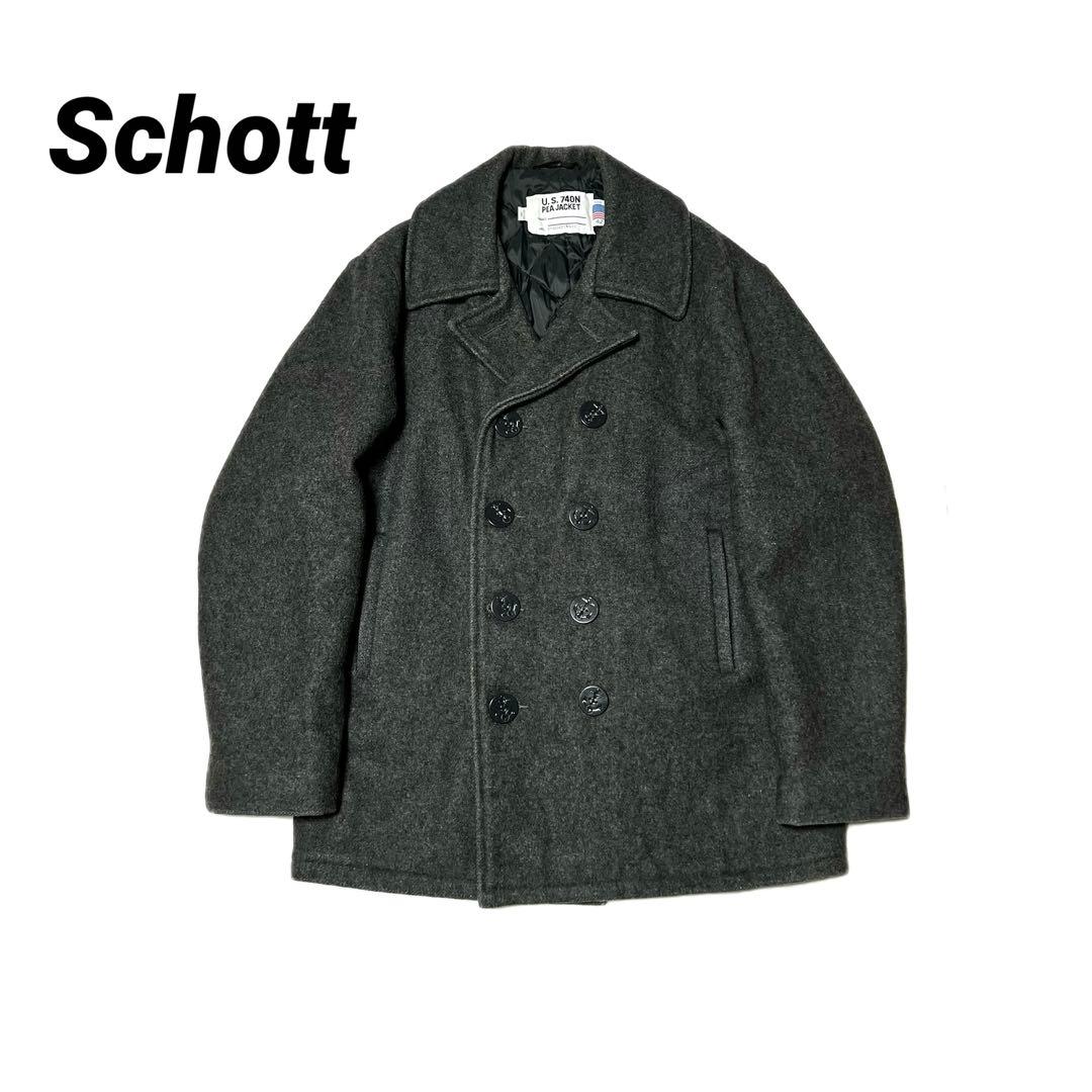 schott USA製 740N Pコート ダークグレー 42 メルトンコート