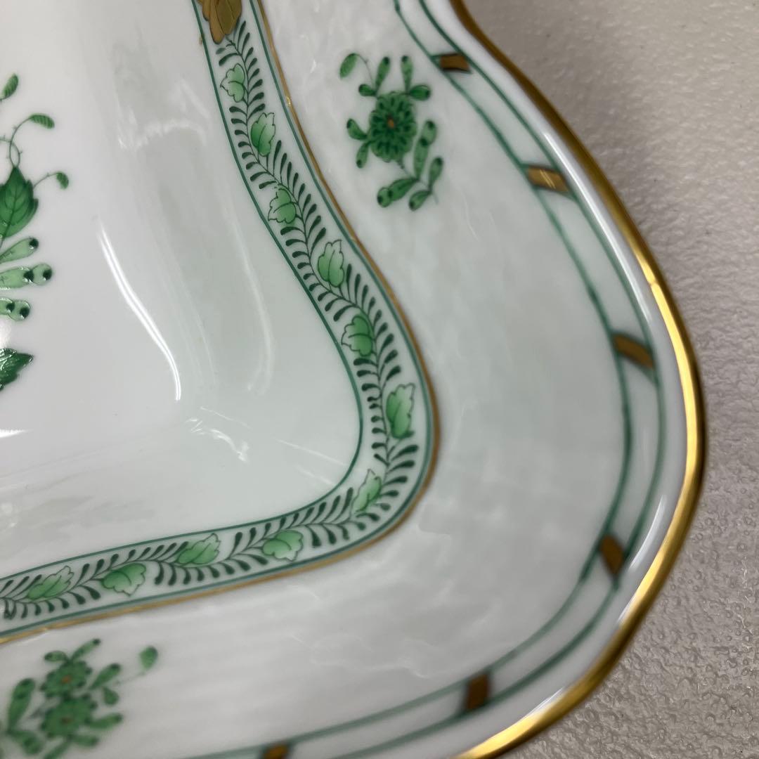 HEREND ヘレンド　インドの華　四角皿 約17cm アポニーグリーン