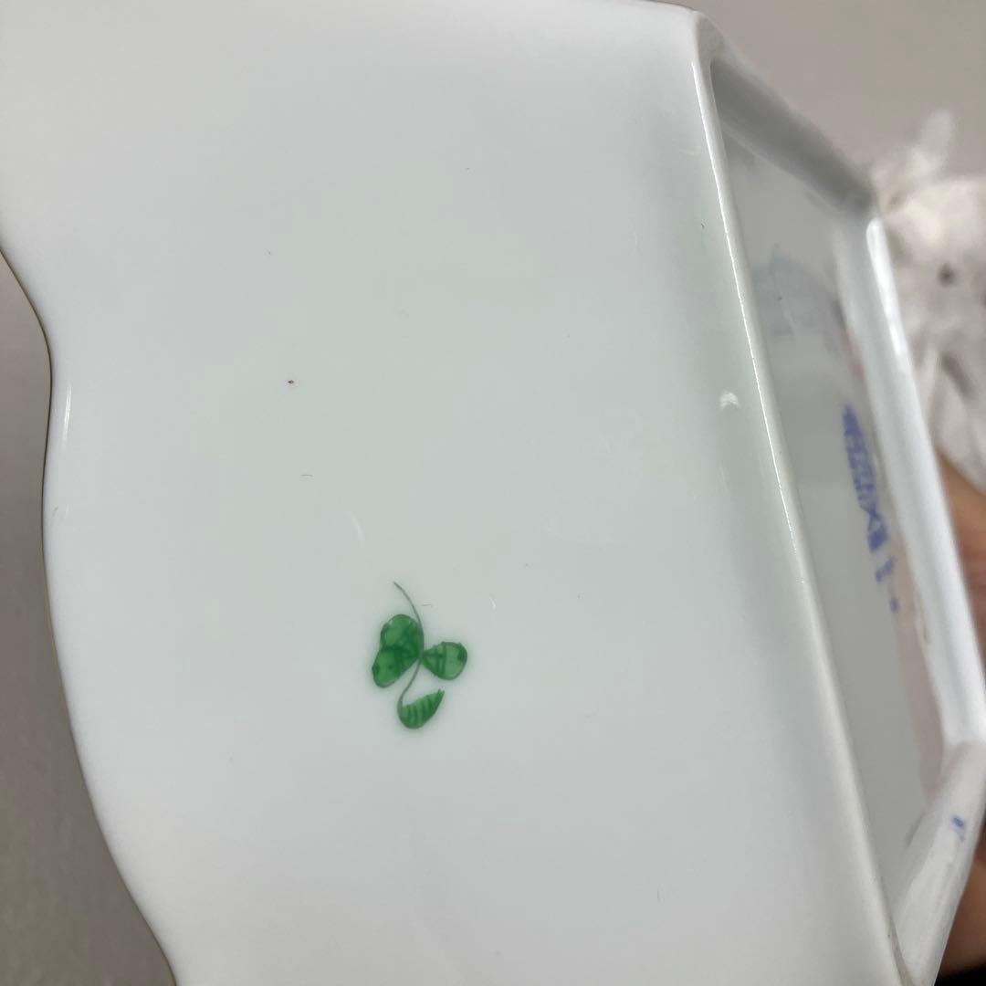 HEREND ヘレンド　インドの華　四角皿 約17cm アポニーグリーン