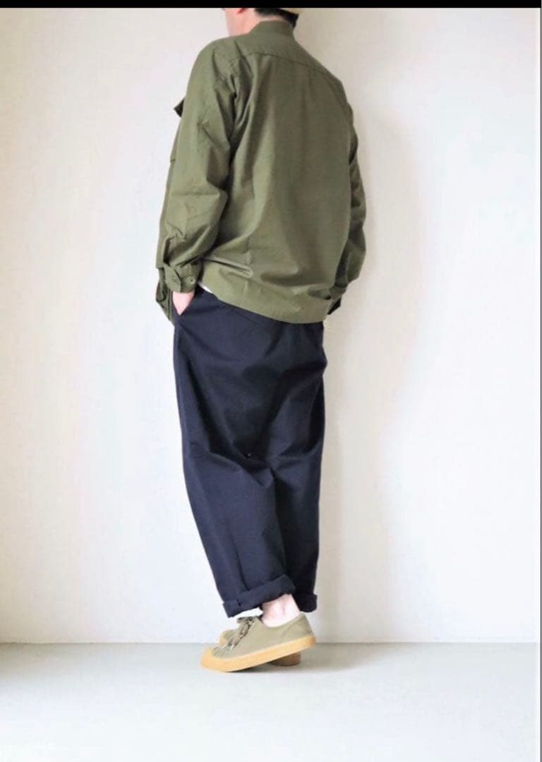 YAECACHINO CLOTH PANTS タックテーパード　NAVY 30