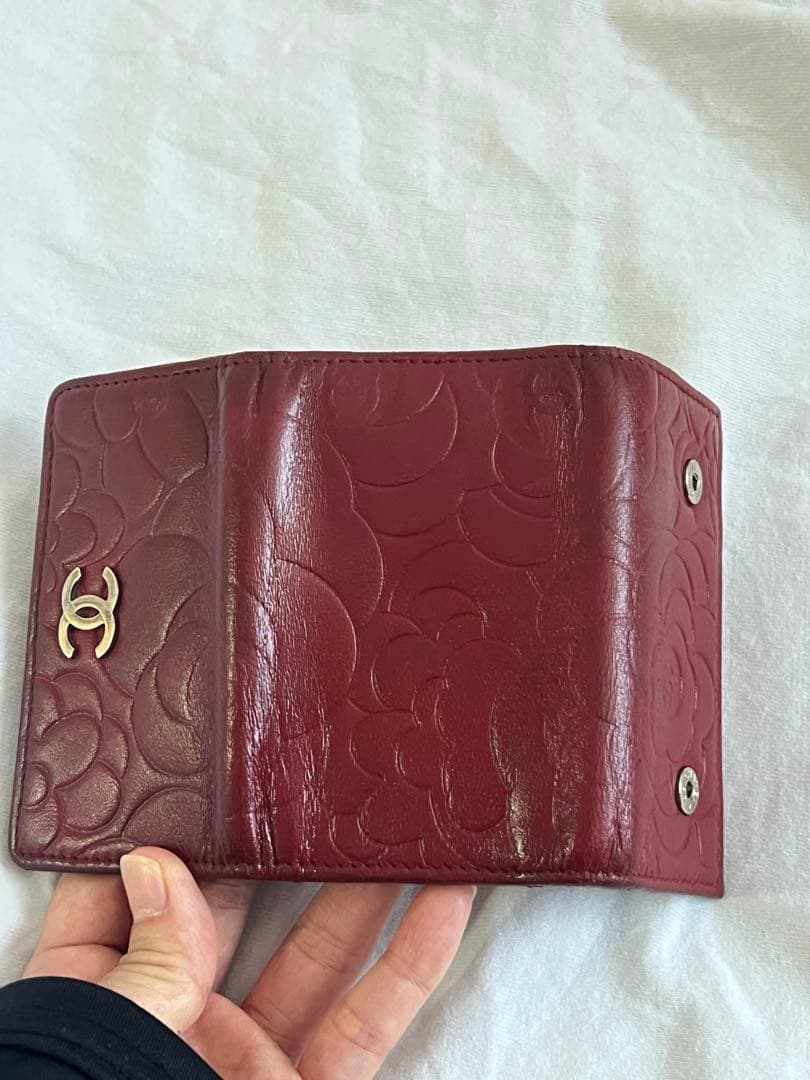 専用　CHANEL カメリア　エンボスキーケース バーガンディ