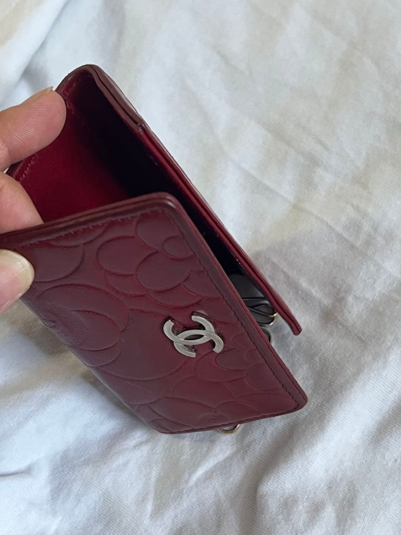 専用　CHANEL カメリア　エンボスキーケース バーガンディ