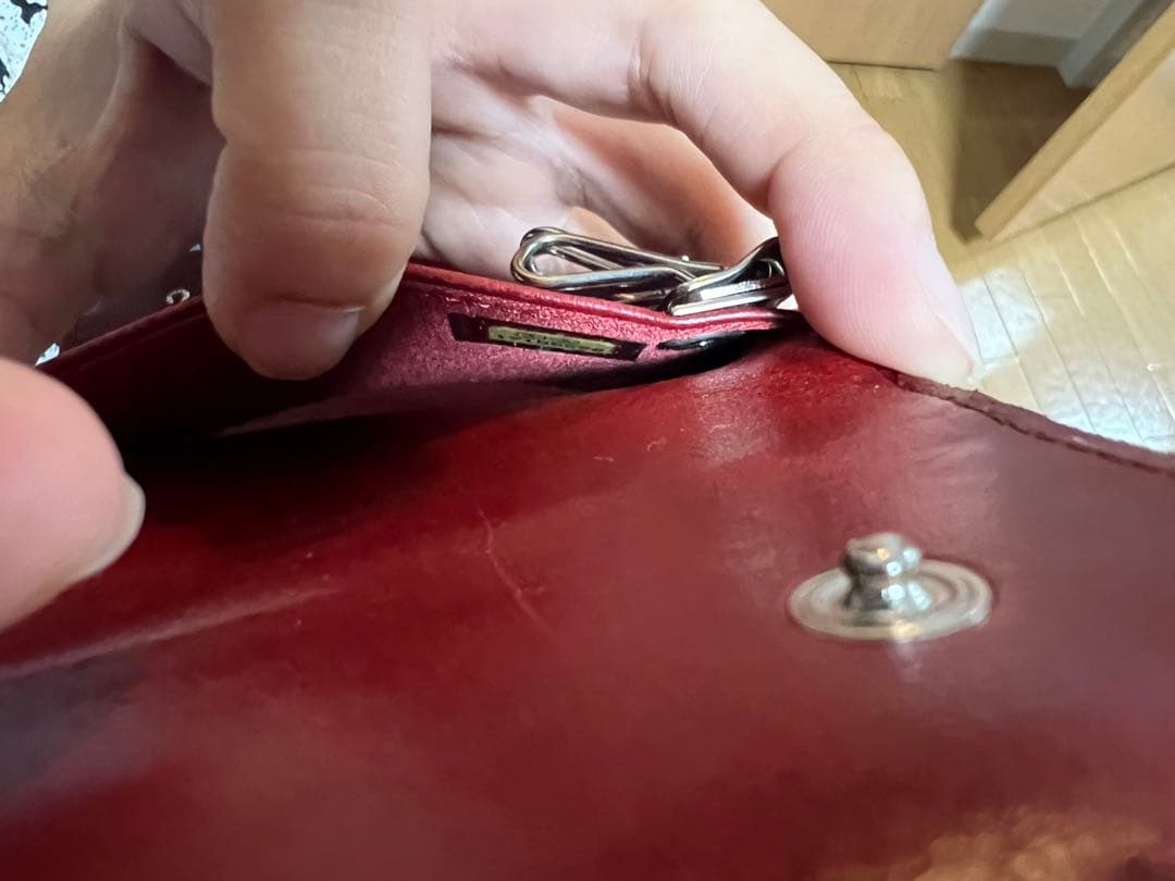 専用　CHANEL カメリア　エンボスキーケース バーガンディ