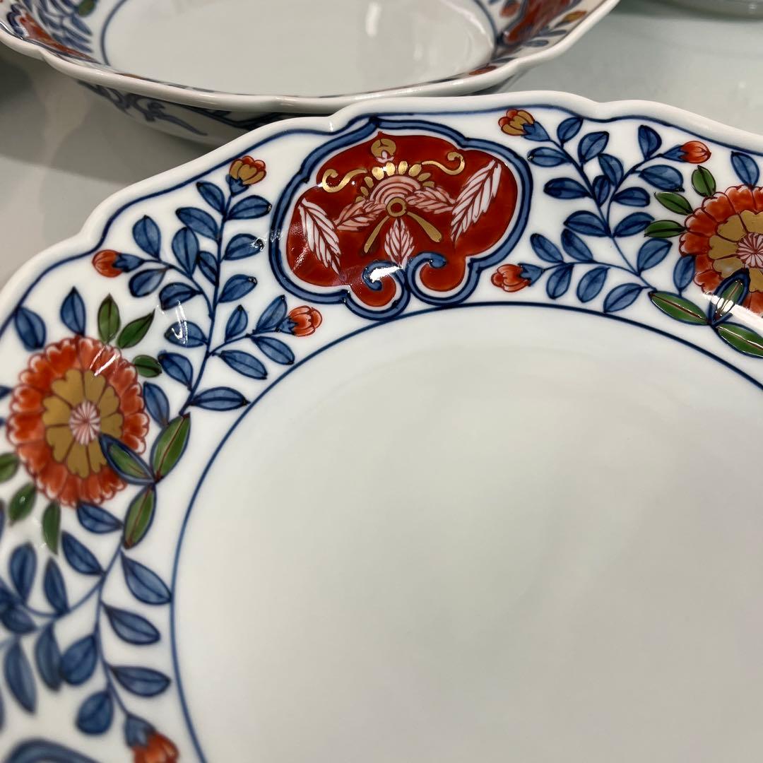 源右衛門　古伊万里風錦唐花紋　深皿5枚 19センチ