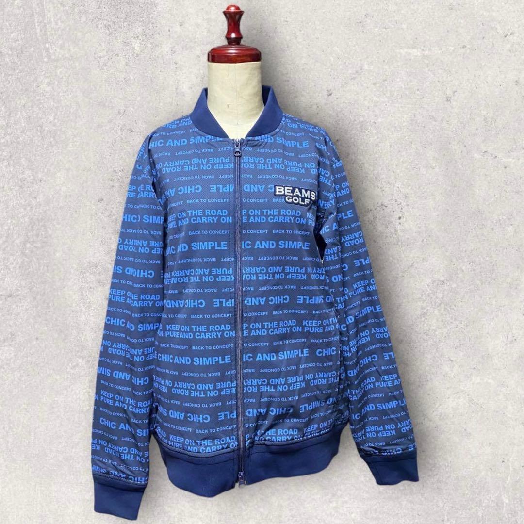 BEAMSGOLF メッセージプリント ブルゾン ネイビービームスゴルフ