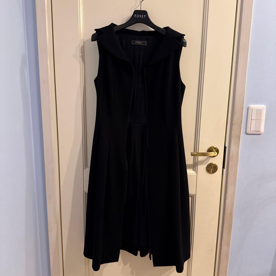 FOXEY ロングワンピース 2way ジレ　jupiter 黒　40 秋冬